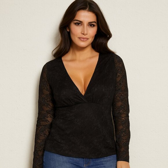 🖤Guess Black Lace Elegant Top with Camisole – Size XL - Picture 1 of 5